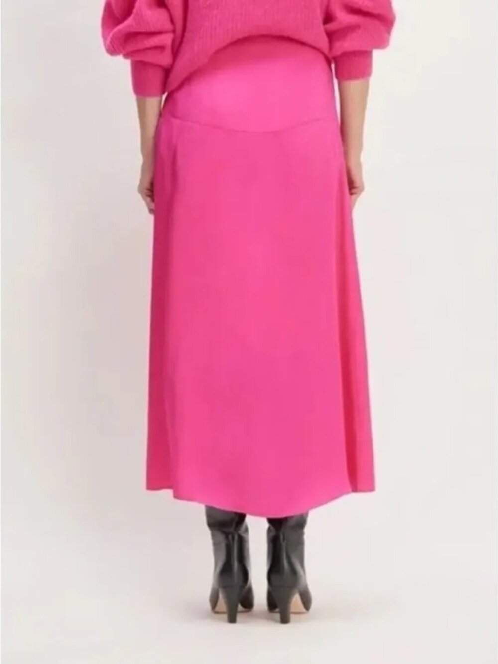 Everlane The Hammered Satin Slip Skirt in Fuschia Pink Size 10 NWT